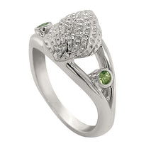 Load image into Gallery viewer, 08 August &quot;Birthshell&quot; Sterling Silver Ring: The Nutmeg Shell with Peridots
