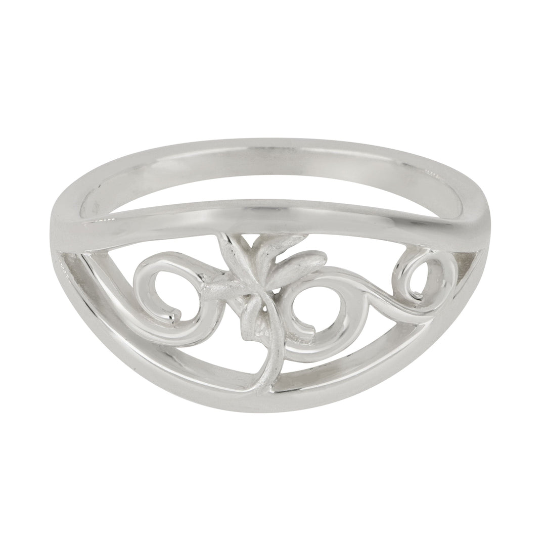 Sterling Silver Narrow Wave With Palm Tree Ring, Size 6.5