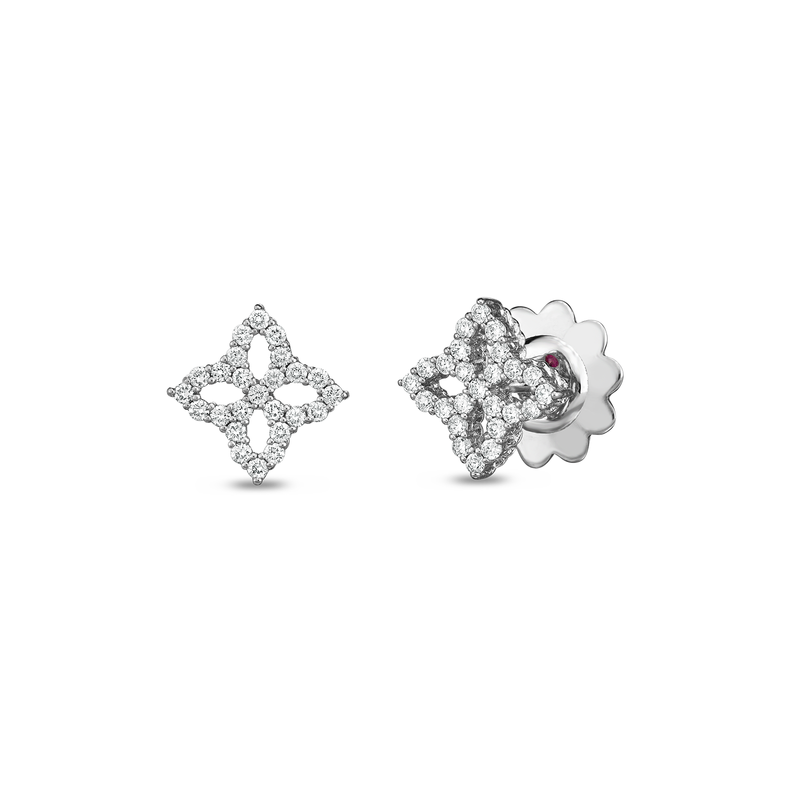 Roberto Coin 18k White Gold Small Open Princess Flower Diamond