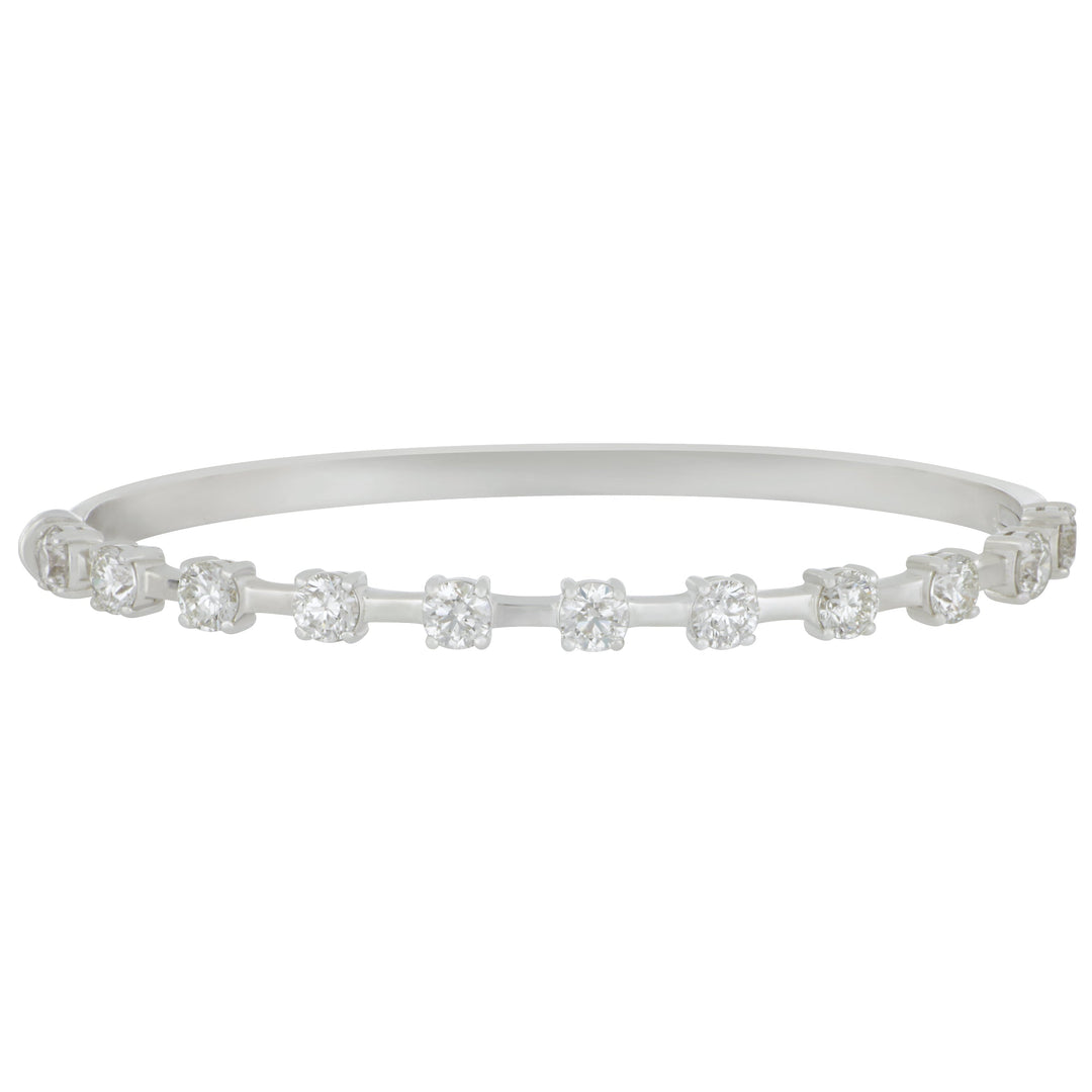 Norman Silverman 18k White Gold Bar 11 diamonds 3.36ctw HI/SI-VS Hinged Bangle