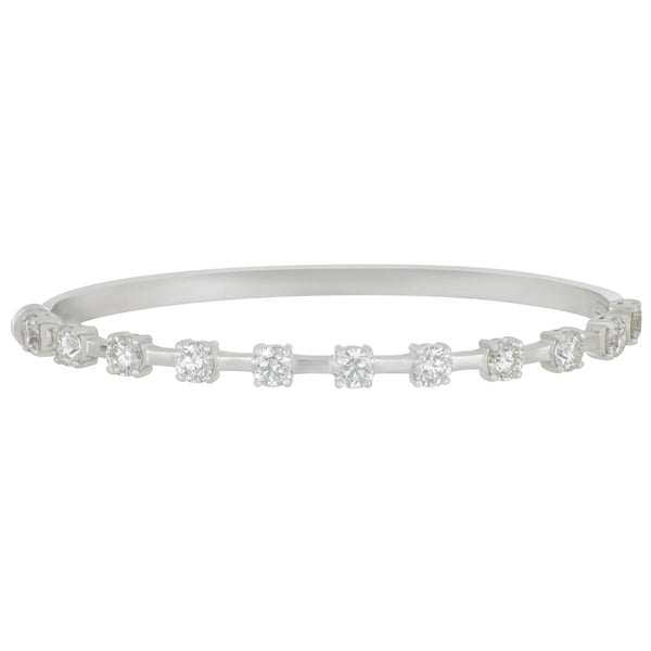 Norman Silverman 18k White Gold Bar 11 diamonds 3.36ctw HI/SI-VS Hinged Bangle