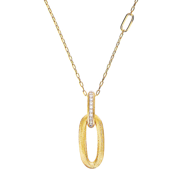 Nanis 18k Yellow Gold Libera Hand-Engraved Diamond Pendant 18", D=0.06tw