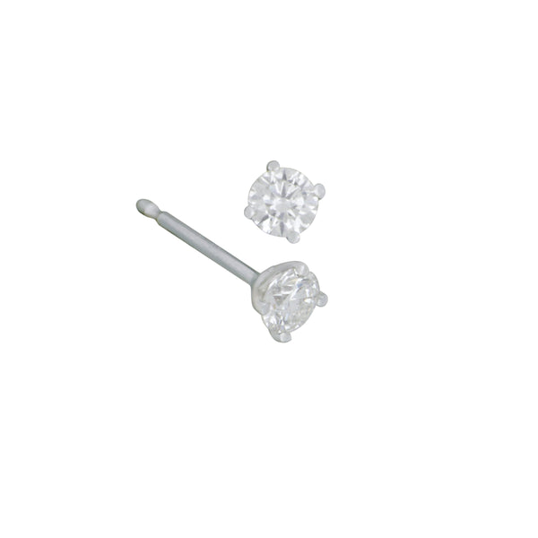 14k White Gold 2-Diamonds 0.25ctw IJ/I1 4-Prong Martini Set Stud Earrings