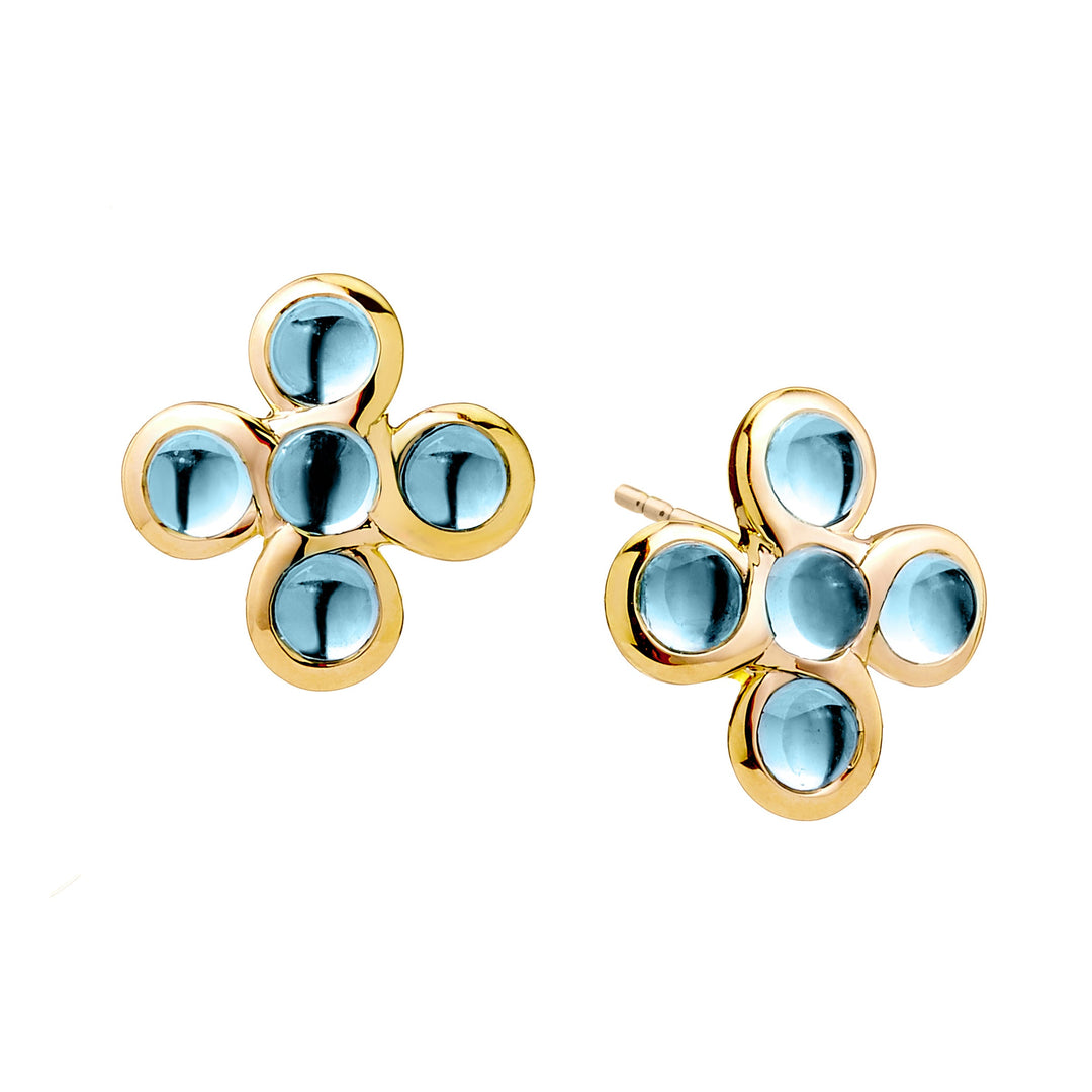 SYNA 18 Karat Yellow Gold Aquamarine Earrings, Aqua=3.00ct