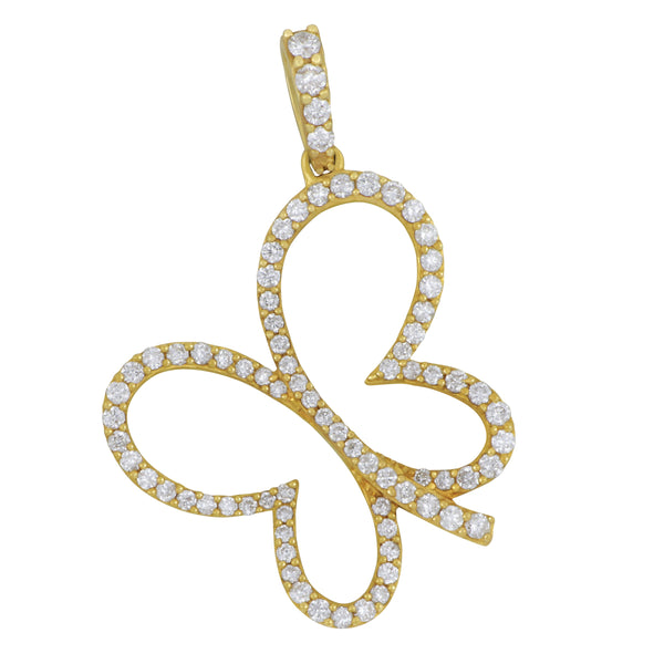 18k Yellow Gold Diamond Open Butterfly Pendant, D=0.44tw GH/SI