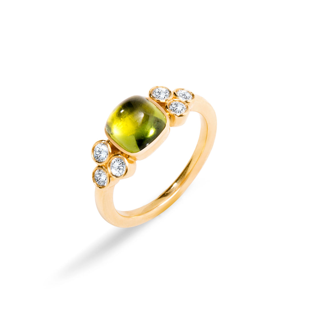 SYNA 18 Karat Yellow Gold Peridot and Diamond Ring, Peridot=1.90ct, D=0.30tw - Limited Edition