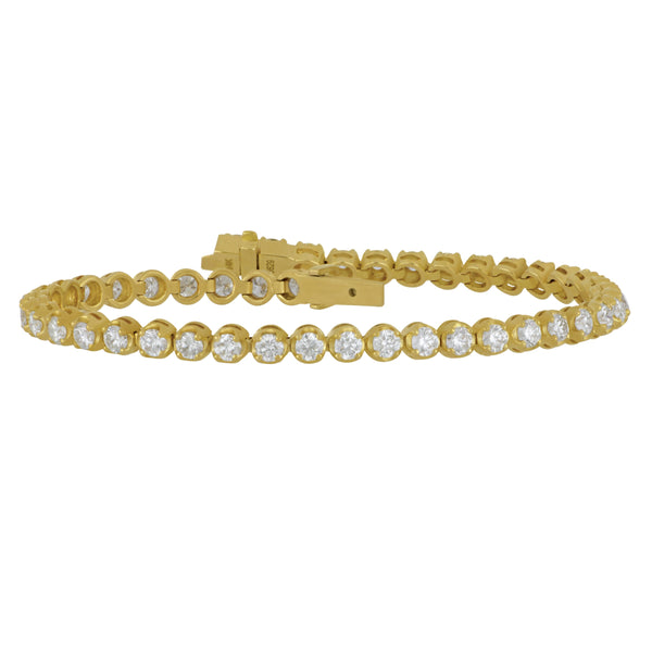 14k Yellow Gold 4-Prong Diamond 4.05ctw HI/SI Crown Line Bracelet 7"