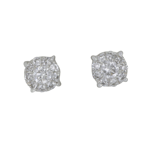 14k White Gold Round Halo Diamond 0.56tw HI/SI Stud Earrings