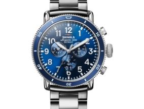 Shinola Men's Runwell 48mm Chronograph Watch with Blue Dial & Stainless Steel Bracelet