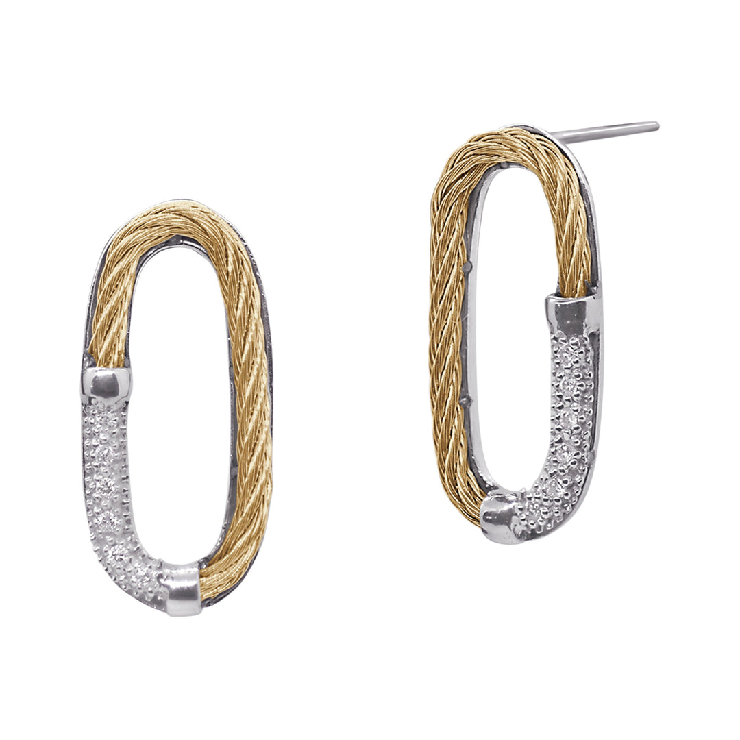 ALOR Yellow Cable Paperclip Earrings with 18k Gold and Diamonds