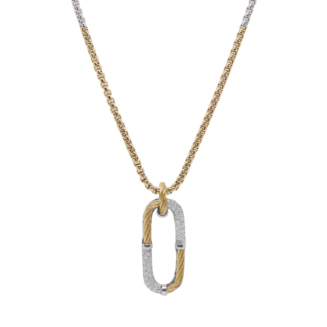 Yellow Cable & Chain Paperclip Pendant Necklace with 14kt Gold & Diamonds