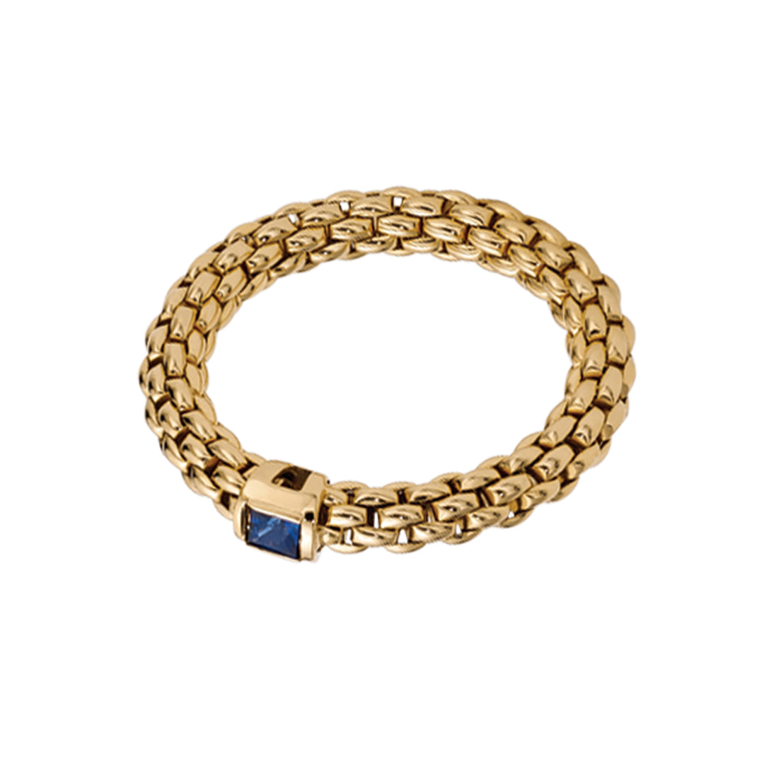 FOPE 18K Yellow Gold Souls Flex'it Blue Sapphire Ring, Size S