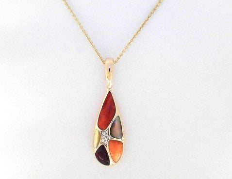 Kabana 14K Yellow Gold Spiny Oyster 0.04 ctw Diamond Pendant