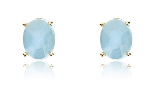 Nanis 18K Yellow Gold Dancing in the Rain Color Milky Aquamarine Stud Earrings