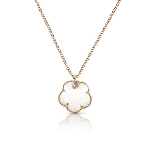 Pasquale Bruni 18 Karat Rose Gold 16" Petite Joli White Agate and Diamond Necklace, Dias=0.03tw