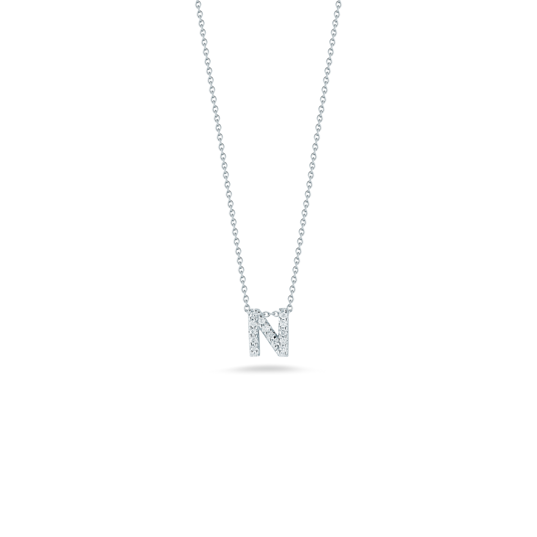 Roberto Coin Love Letter 18K White Gold Pendant - Letter N