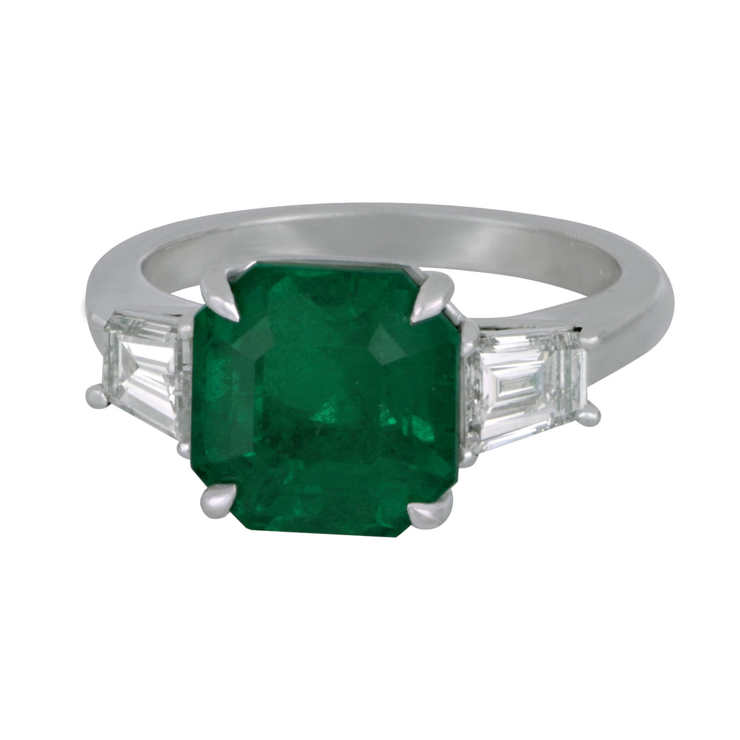 Platinum Emerald Ring (EM=4.65CTS GIA D=.86TW G/VS)