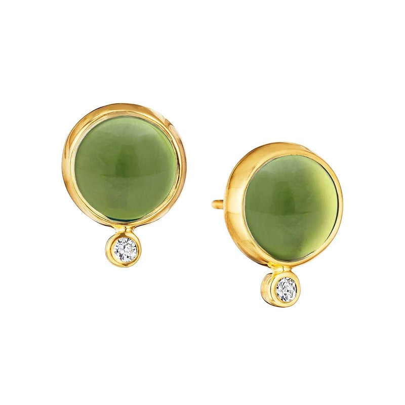 Syna 18K Yellow Gold Peridot 1.00 ctw Diamond Stud Earrings