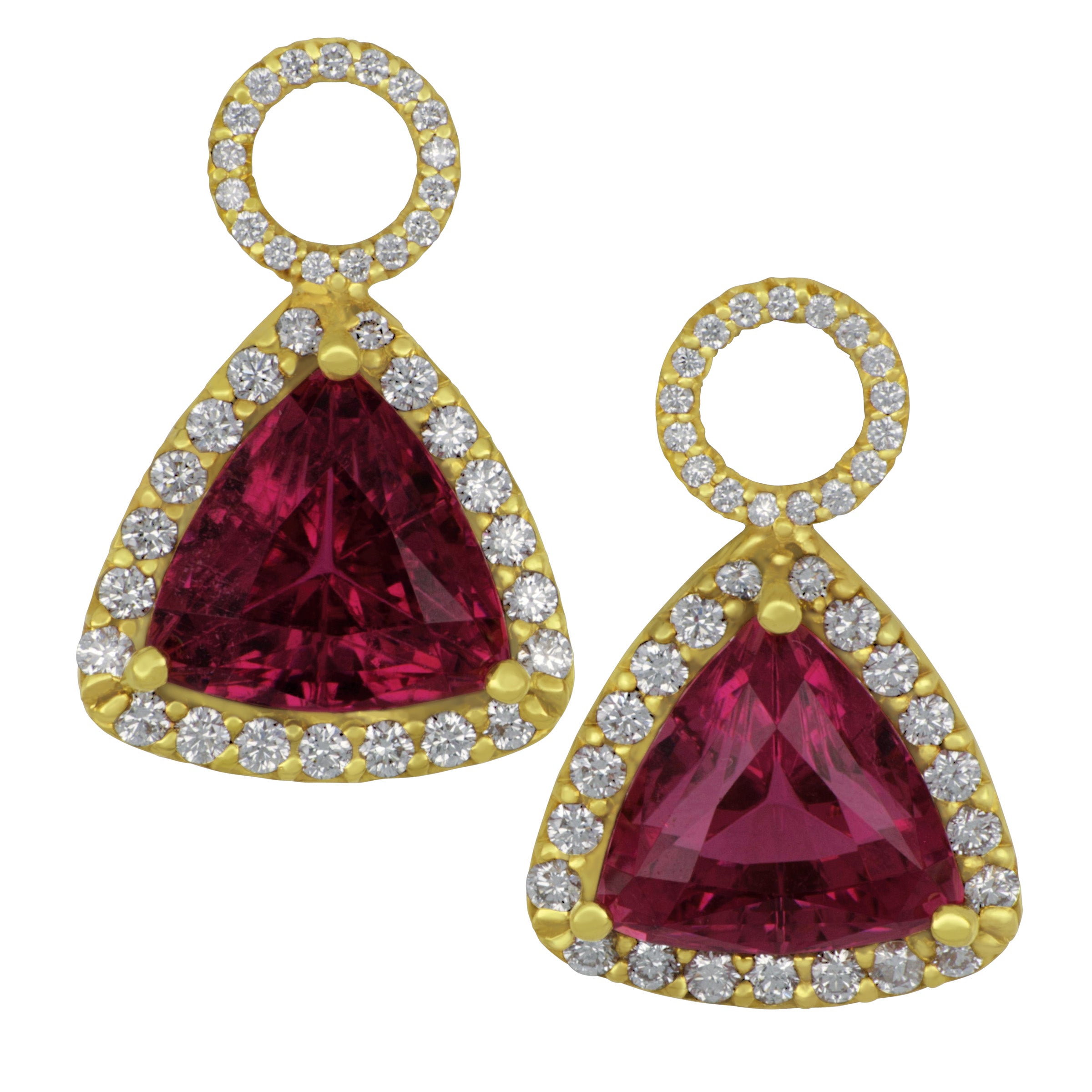 Erica Courtney 18k Yellow Gold DROP TRILL RUBELLITE =6.00TW 51D=0.37 T ...