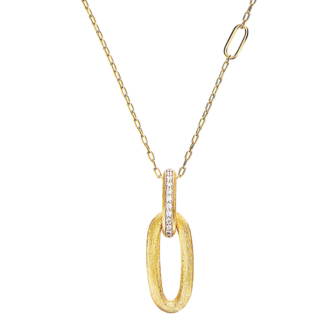 Nanis 18k Yellow Gold Libera Hand-Engraved Diamond Pendant 18", D=0.06tw