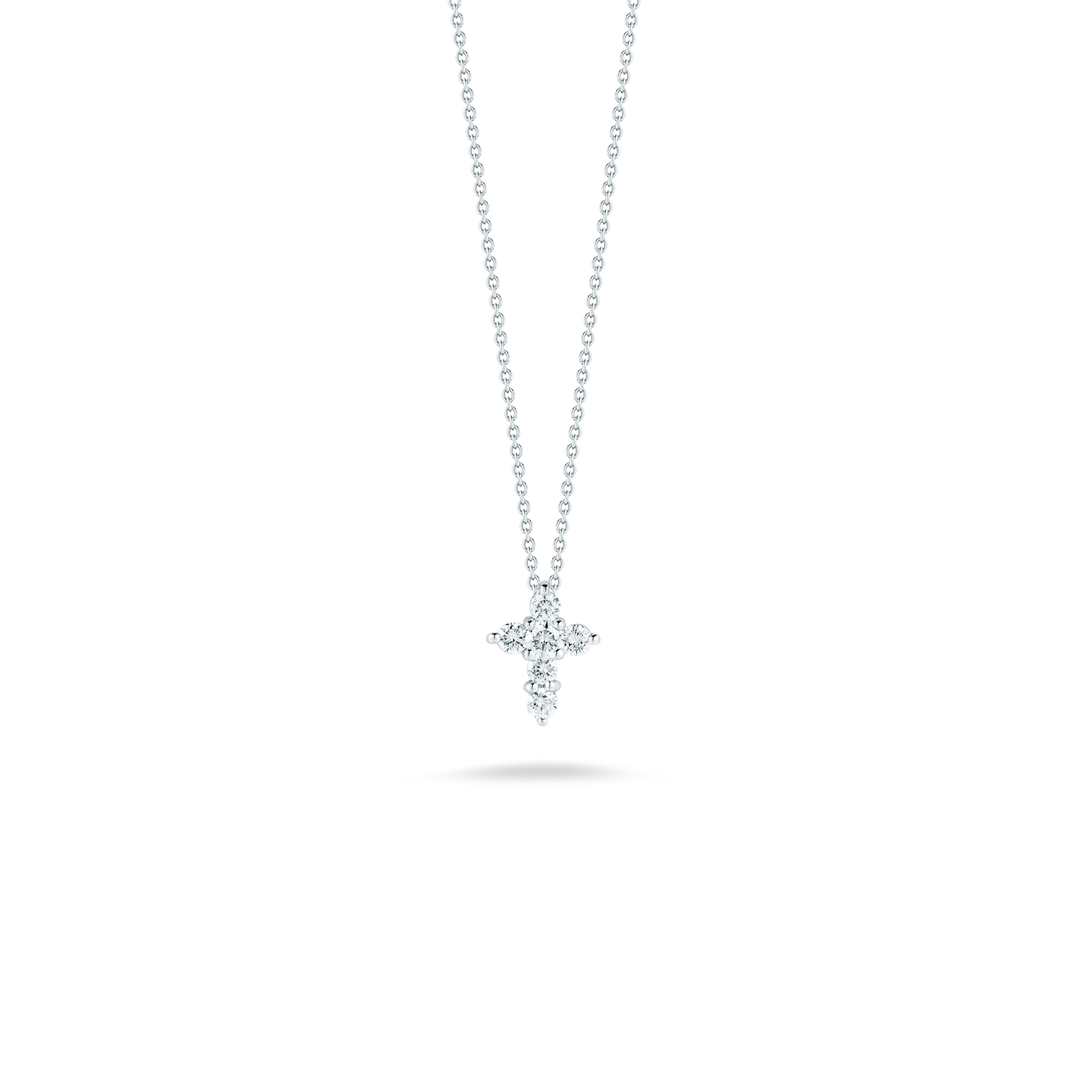 Roberto Coin Tiny Treasures 18K White Gold Piece - Dia=.20tw Lrg Baby Cross