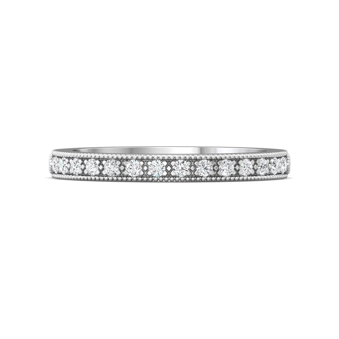 14K Gold White Micropave Wedding Band from the Micropave collection - 4209ARWB-14_14KW