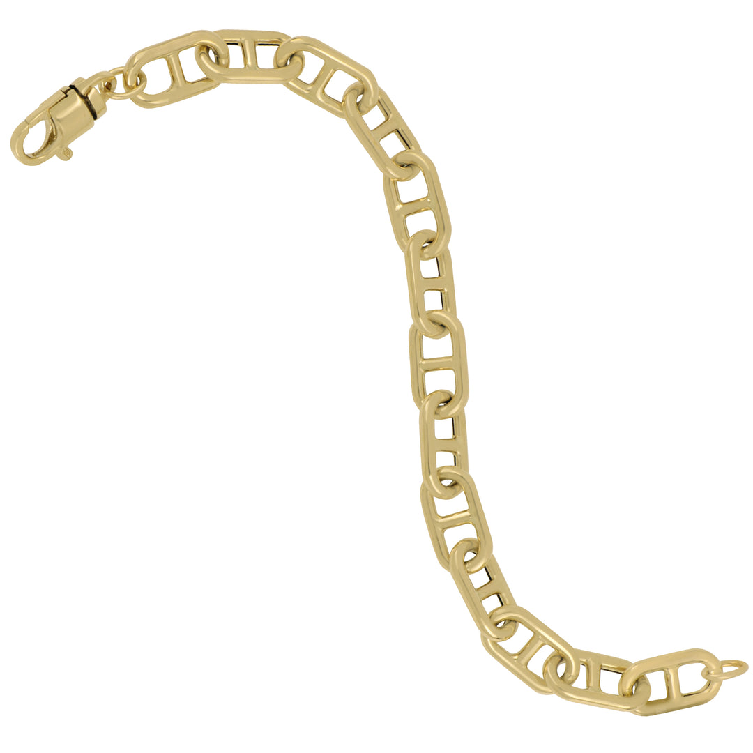 14K Yellow Gold 8mm Hollow Anchor Link Bracelet, 6.5"