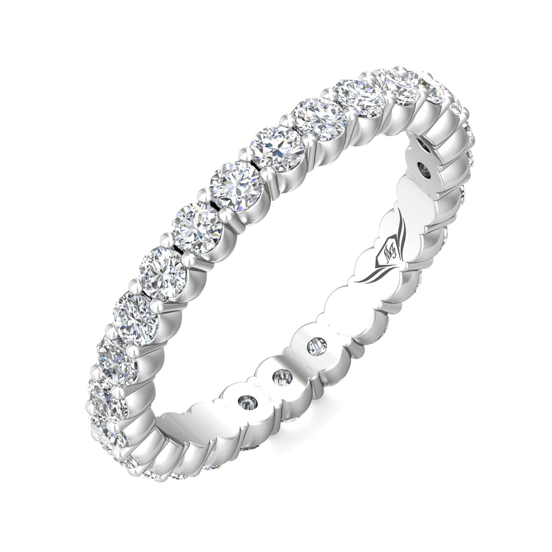 18K Gold White Channel/Shared Prong Wedding Band from the Channel/Shared Prong collection - 5139FXSWB_18KW