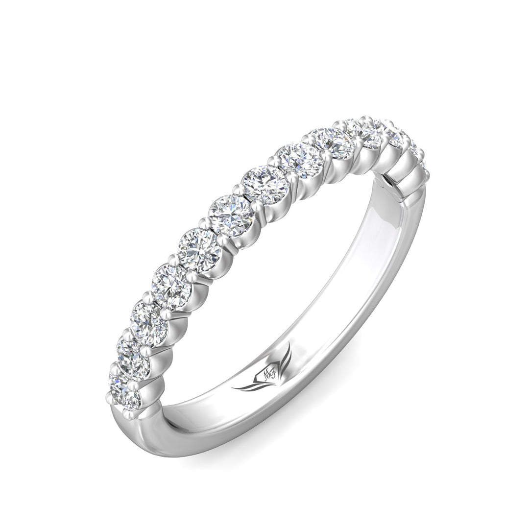 14K Gold White Channel/Shared Prong Wedding Band from the Channel/Shared Prong collection - 5139XSWB_14KW