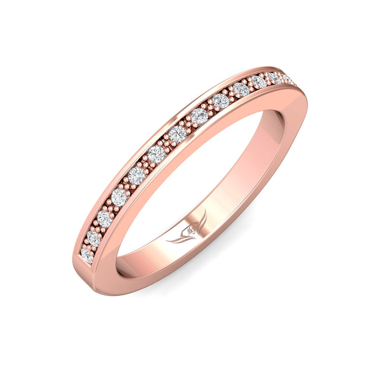 18K Gold Pink Micropave Wedding Band from the Micropave collection - 5190WB_18KP