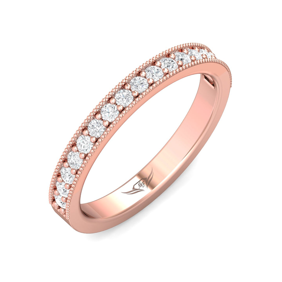 18K Gold Pink Micropave Wedding Band from the Micropave collection - 5204WB_18KP