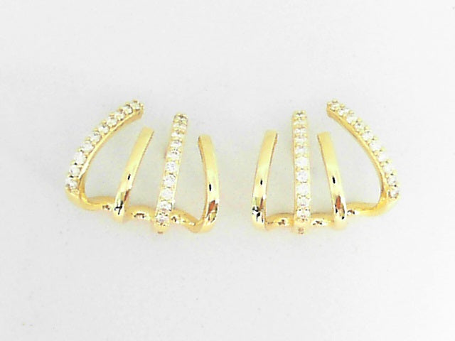 Roberto Coin 18K Yellow Gold Earrings - Row Curved Climber