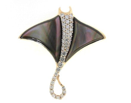 Kabana 14K Yellow Gold Black Mother-of-Pearl 0.32 ctw Diamond Ring, Size 8