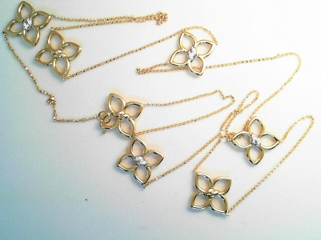 Roberto Coin Cialoma 18K Yellow & White Gold Necklace - 3plain 4dbldia Ctr