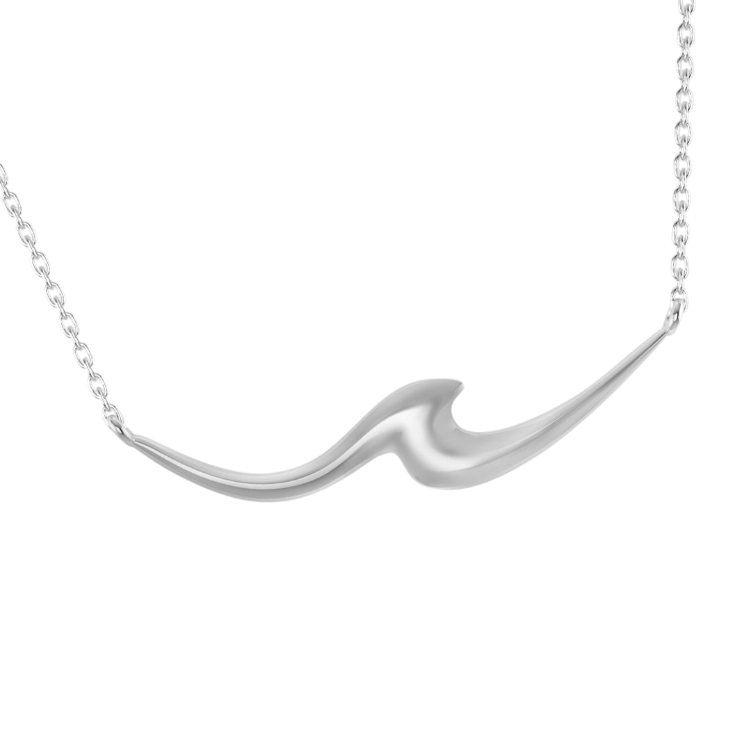 Sterling Silver Straight Wave Necklace