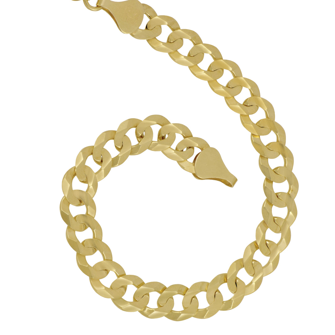 14K Yellow Gold 8.5mm Curb Link Bracelet, 8"