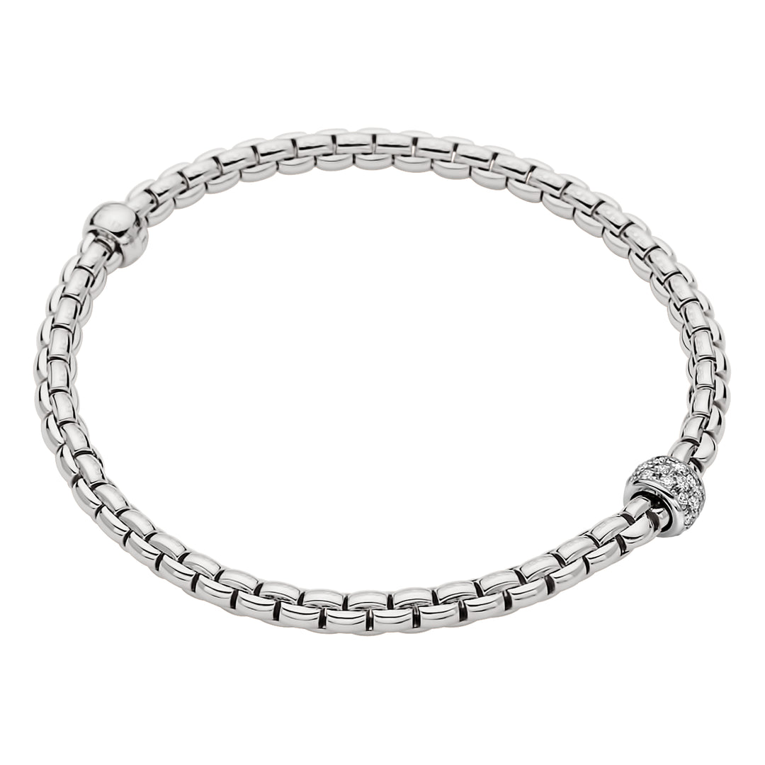 Fope 18 Karat White Gold Pavè 1 Double Row Diamond Rondelle Bracelet, D=.19tw