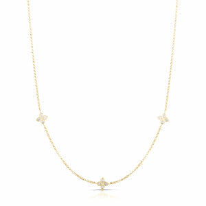Roberto Coin 18 Karat Yellow Gold Love By The Inch 3 Station 16/17/18" Adjustable Necklace, Dias=.13tw