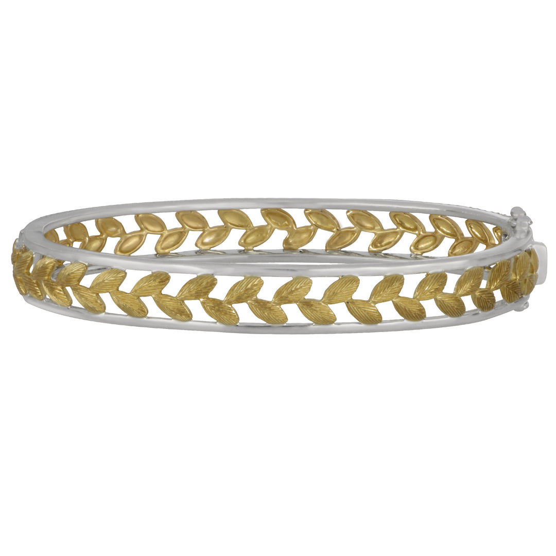 18k Yellow and White Gold two-tone Floral Bangle D=.92TW