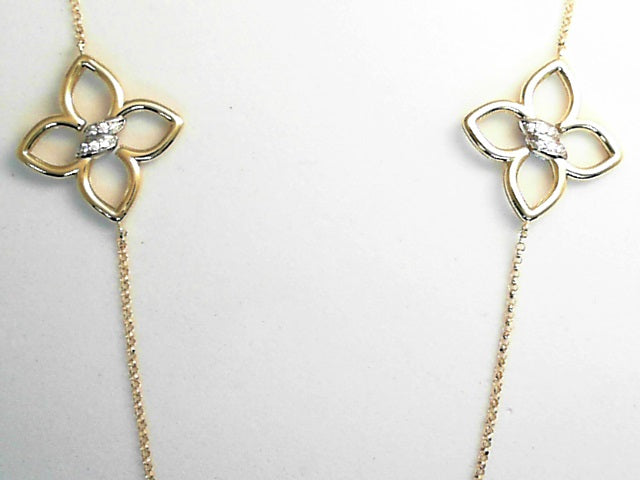 Roberto Coin Cialoma 18K Yellow & White Gold Necklace - 3plain 4dbldia Ctr