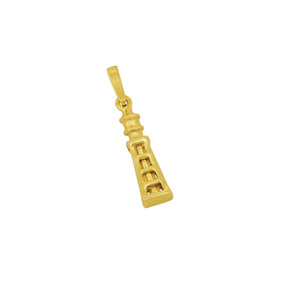 14K Yellow Gold Small 3-D Lighthouse Pendant