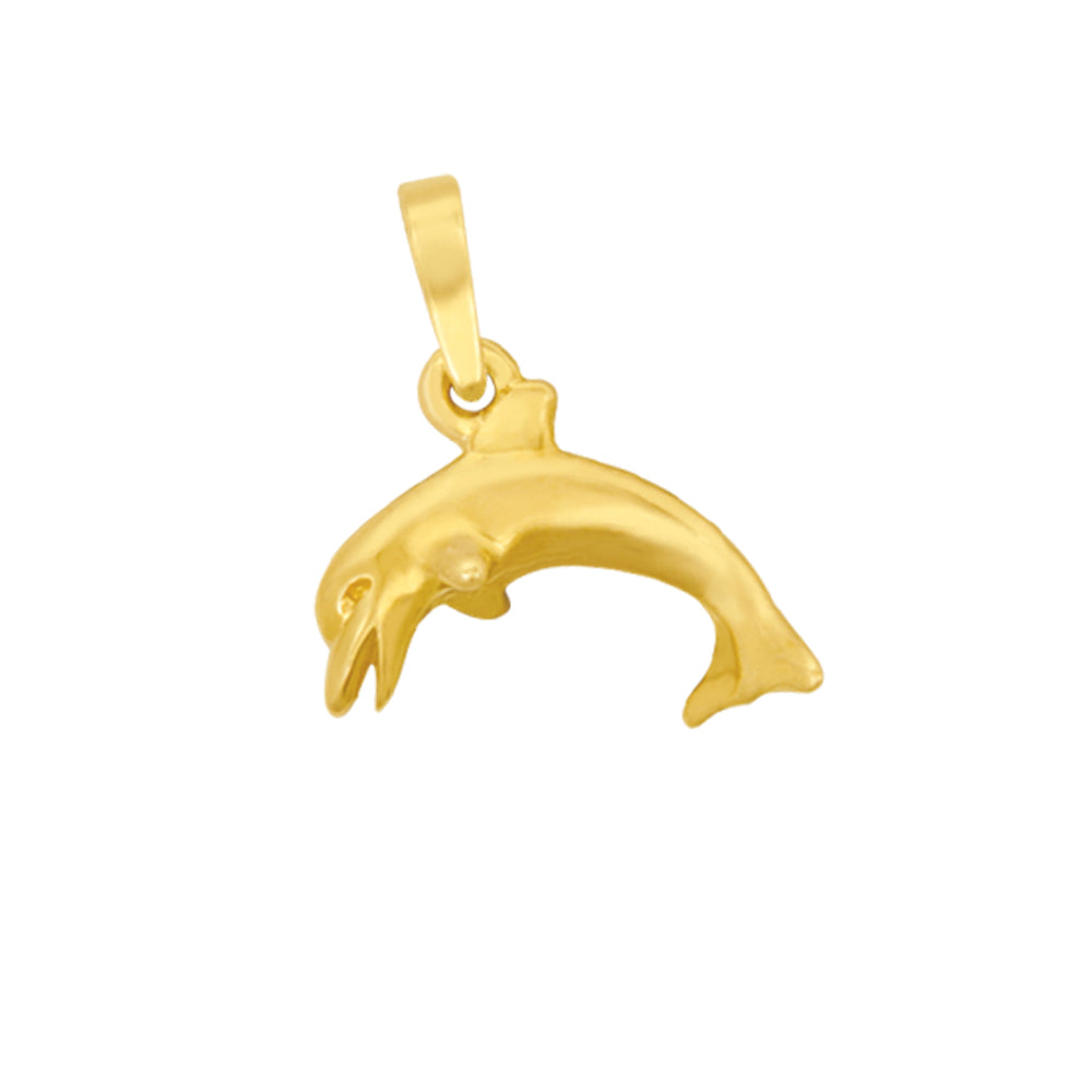 14K Yellow Gold Small Full Body Dolphin Pendant