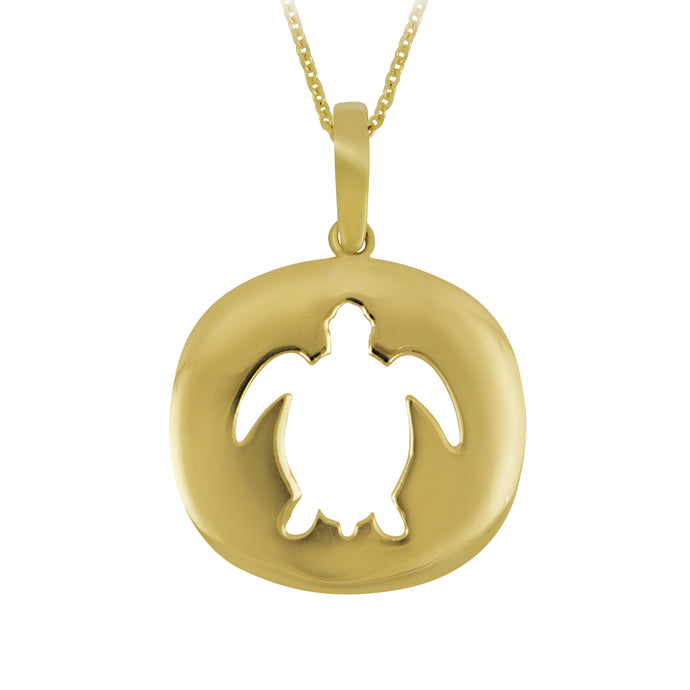 14K “CROW” Turtle Pendant with  1.1mm D/C Cable Chain 16/18” Adjustable