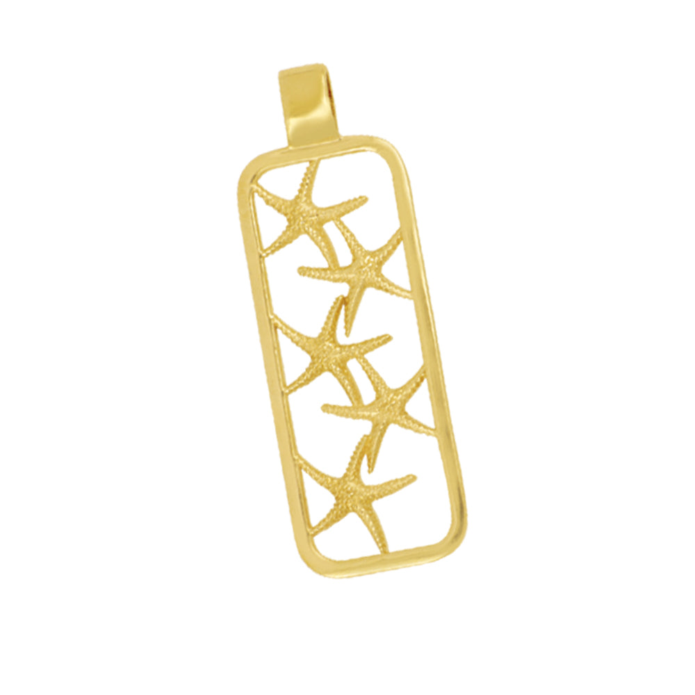 14K Yellow Gold 5 Starfish Tag Pendant