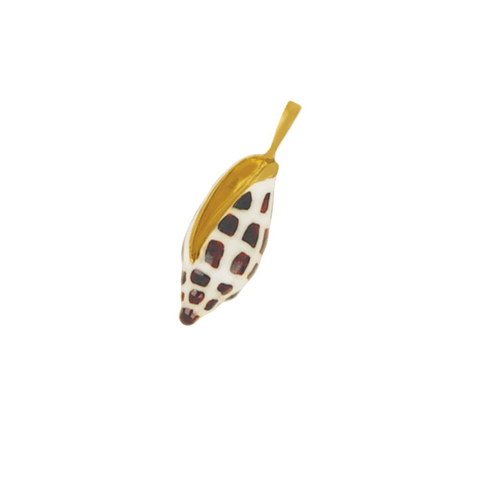 14K Yellow Gold Small Junonia Brown Enamel Pendant