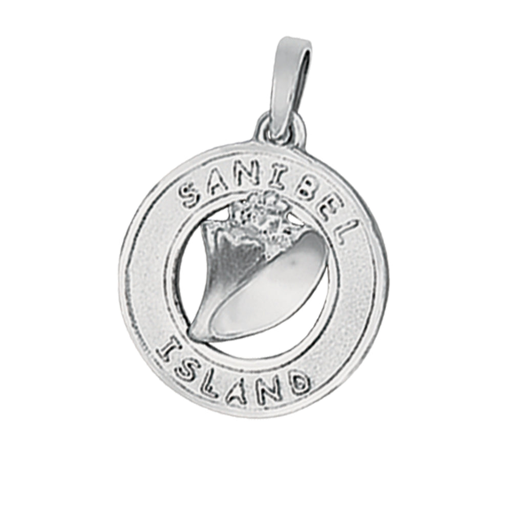 Sterling Silver Sanibel Disc with Conch Pendant