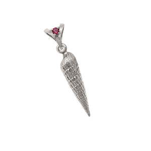 01 January "Birthshell": Sterling Silver Charm: The Auger Shell with Garnet