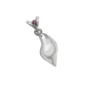 02 February "Birthshell": Sterling Silver Charm: The Tulip Shell with Amethyst