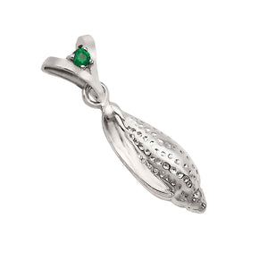 05 May "Birthshell": Sterling Silver Charm: The Junonia Shell with Emerald