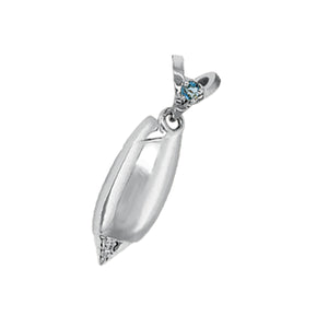 03 March "Birthshell": Sterling Silver Pendant: The Olive Shell with Aquamarine
